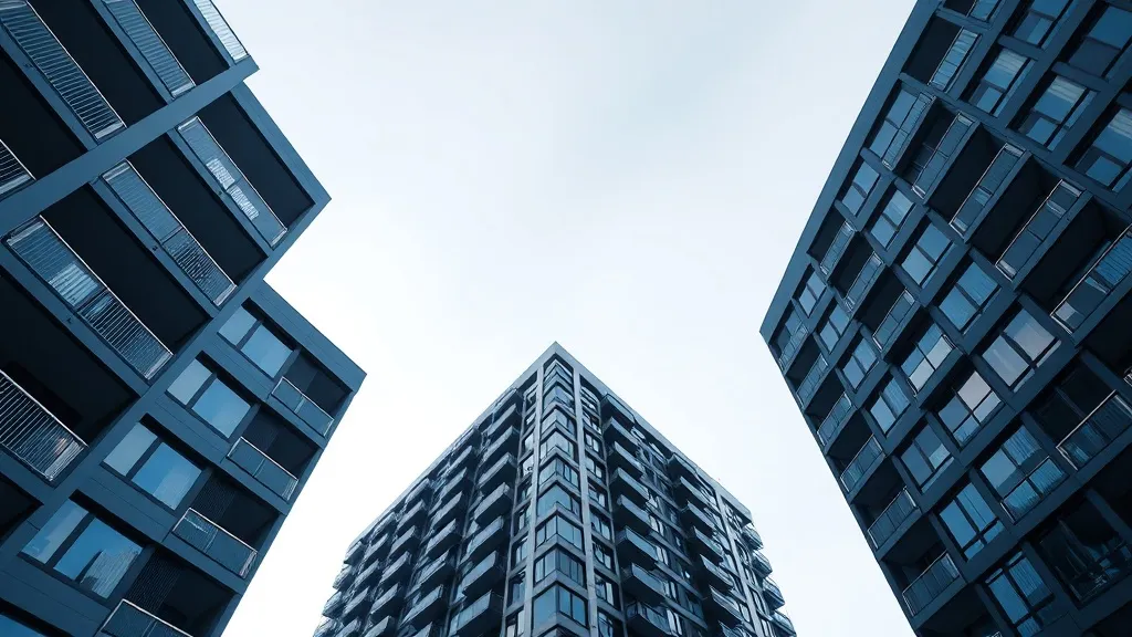 High-angle architectural shot of a modern residential buildi