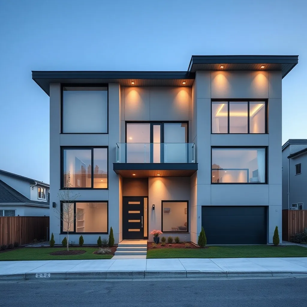 A professional architectural photograph of a modern resident
