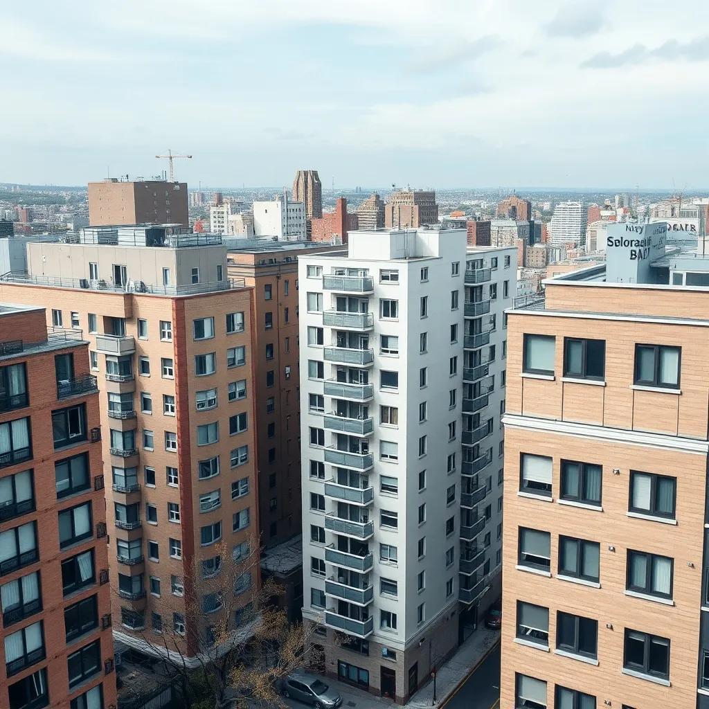 A high-angle architectural shot of Montreal residential buil
